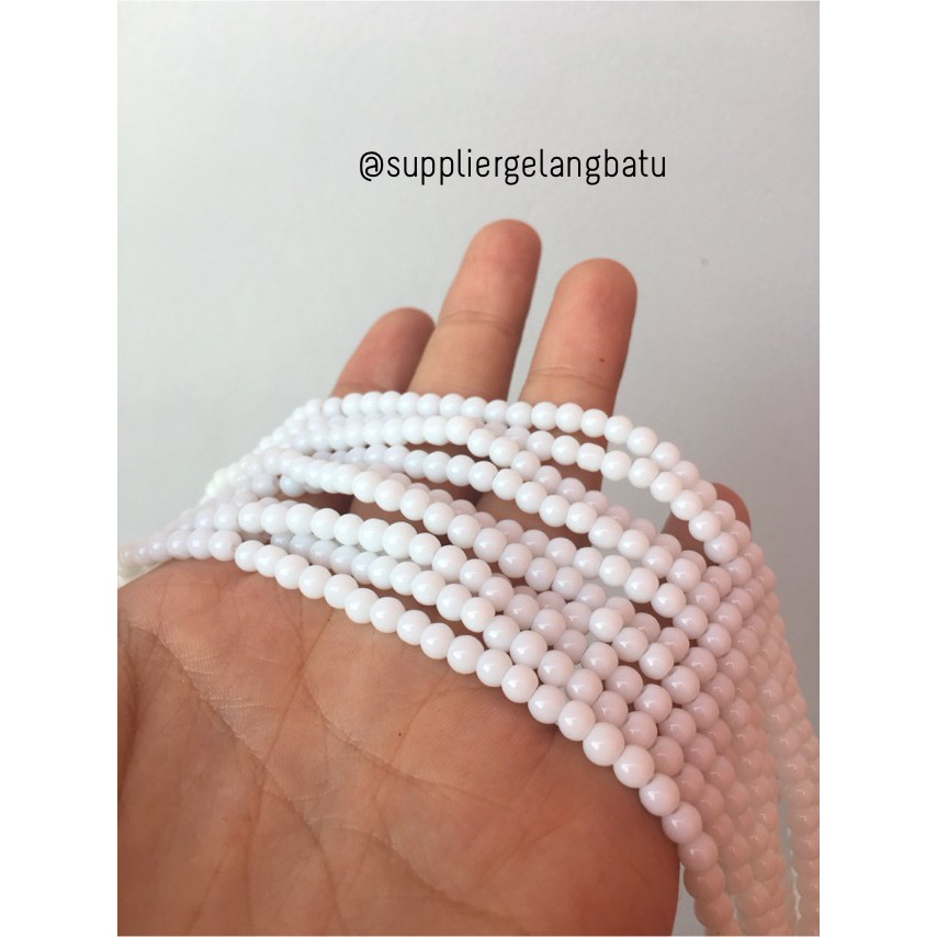 batu kristal 4mm white onyx susu natural putih stone healing akik aksesoris beads supplier grosir