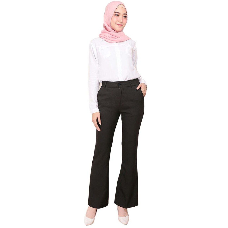 NHM Celana Kerja Cutbray Celana Bahan Celana Panjang Wanita Terbaru Celana Kantor Formal Jumbo BigSize