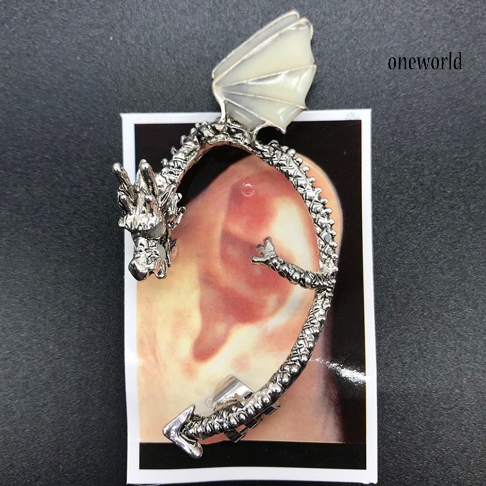 OW@ 1Pc Women Punk Luminous Dragon Shape Ear Cuff Clip Earring No Piercing Jewelry