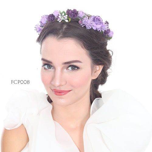 [SIAP KIRIM] AKSESORIS BRIDAL SHOWER BRIDESMAID FLOWER CROWN UNGU FCP008