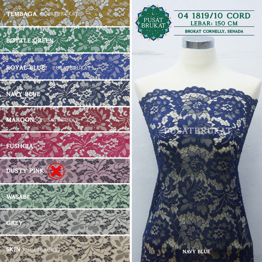 04 1819 CORD - KAIN BRUKAT / BROKAT CORNELLY SENADA [harga per 0.5m]