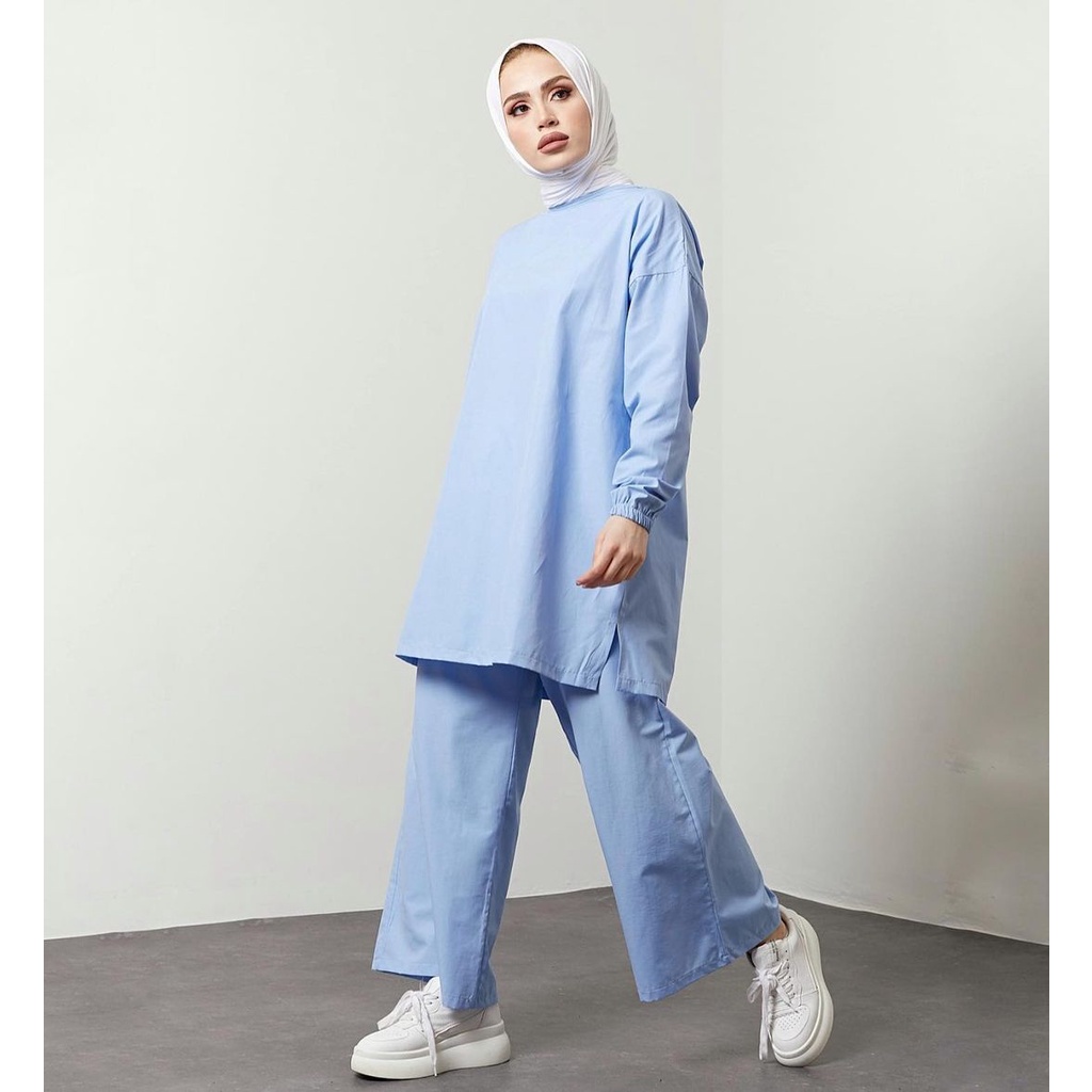 One Set Ocean / Setelan Blouse dan Celana Kulot Simple Kekinian | Hijabdaily