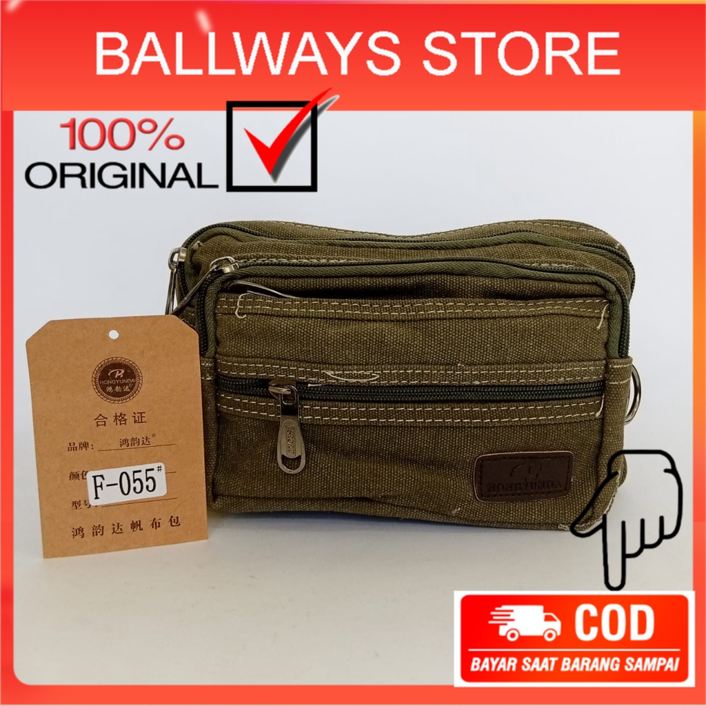 Tas Selempang Slempang Salempang WAIST BAG POLO WISDOM CANVAS Mini Bag Slempag Pinggang Pria Cowok C