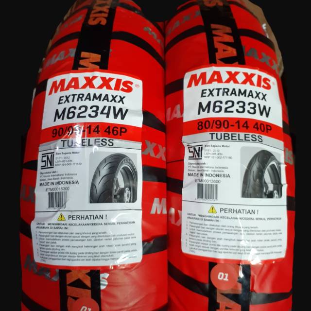 ban luar matic sepasang 80 90 14 90 90 14 M6234w maxxis cocok untuk motor beat scoopy vario 125 150