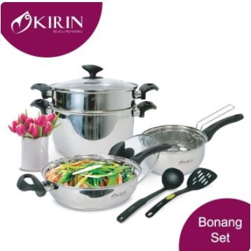 Kirin Bonang Pan Set Series Paket Panci Nylon Ladle Steamer Wajan