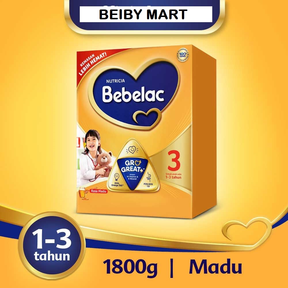 SUSU BEBELAC 3 ( 1-3 TAHUN ) RASA VANILA / MADU 1800GR