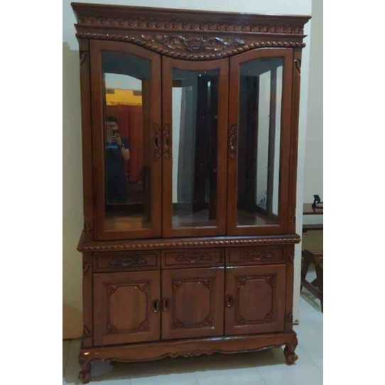 lemari hias salina pintu 3 jati