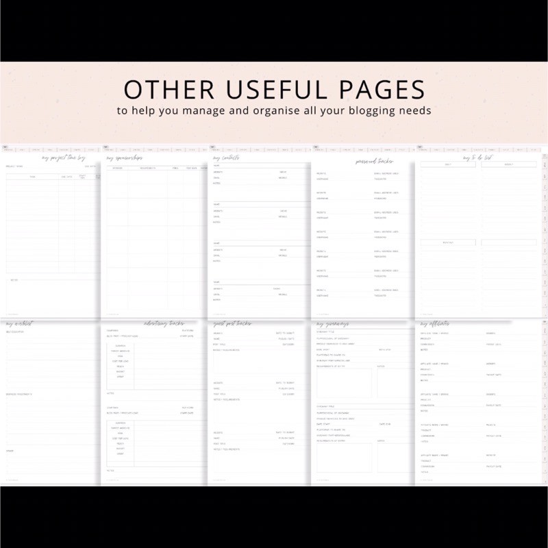 Digital Journal &amp; Planner - Blogger Content Media Kit for Goodnotes, Notability, Xodo, (Full Page Hyperlinked)