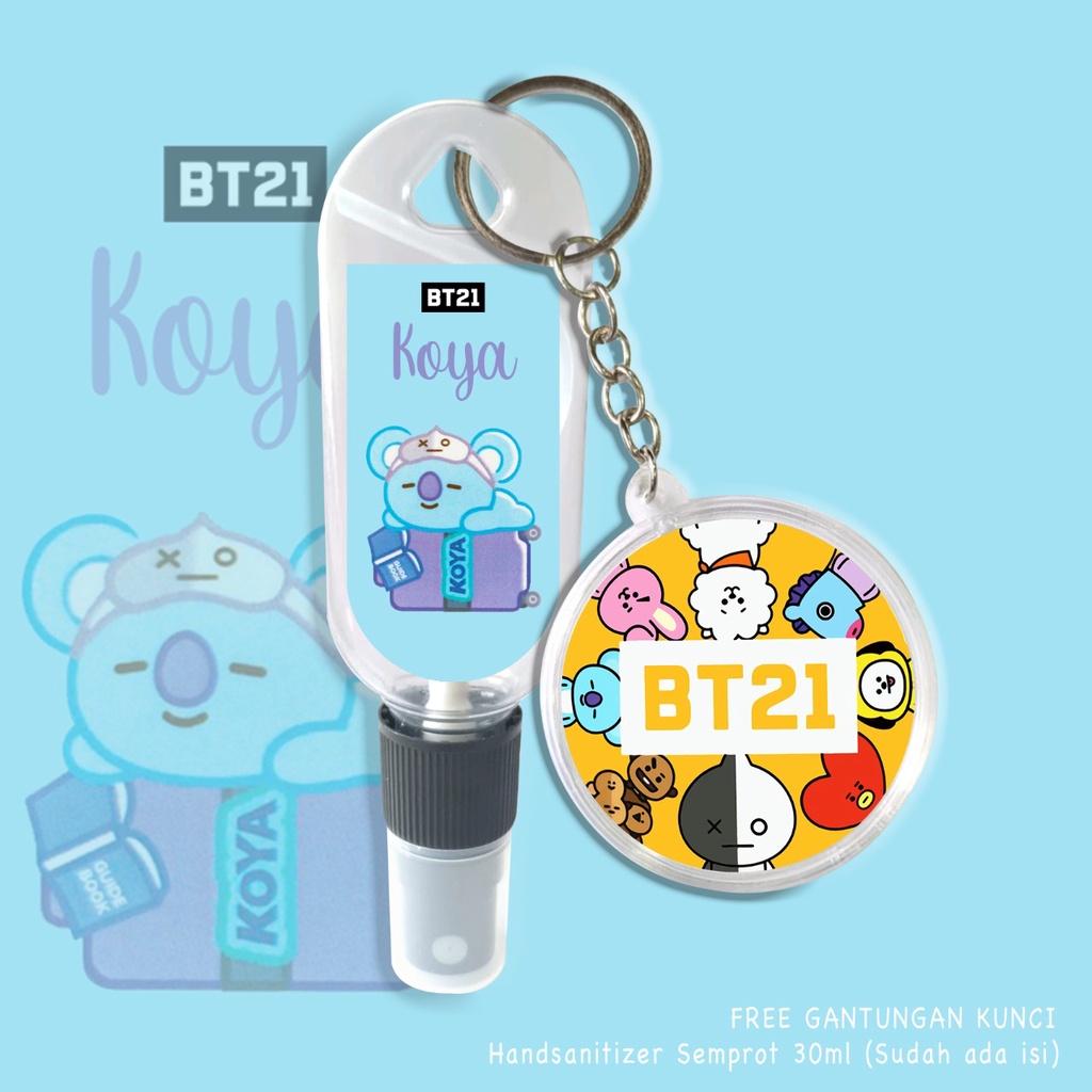 (FREE GANTUNGAN KUNCI) HAND SANITIZER KARAKTER BT21 TEAM GIFT / KADO ARMY / ARMY INDO / REAL