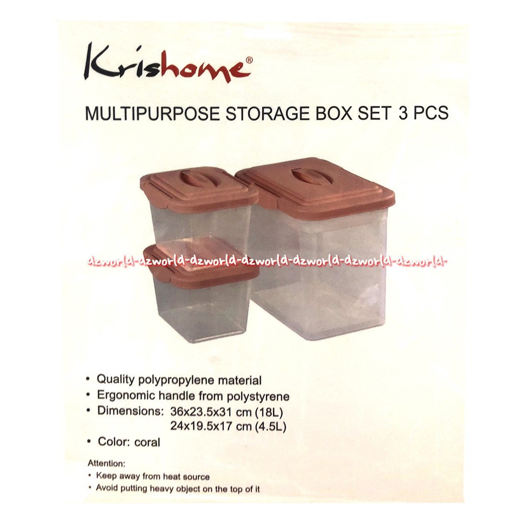 Stora Krishome Multipurpose Storage Box 3pcs Box Plastik Coral 1set