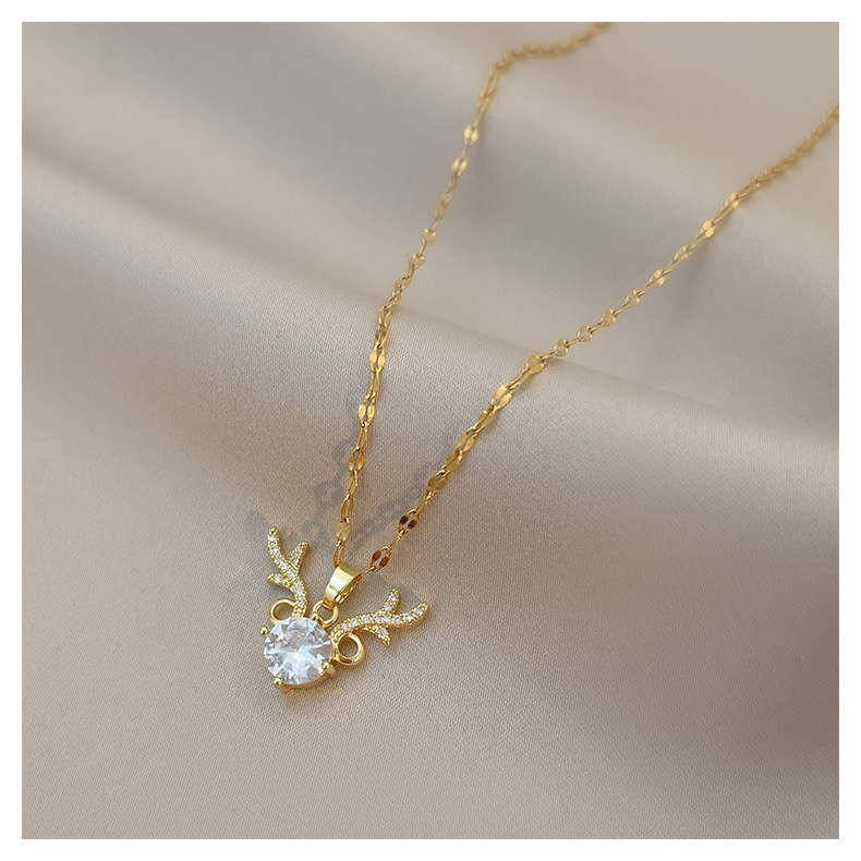 Kalung Titanium Steel Liontin Elk Kecil Fashion