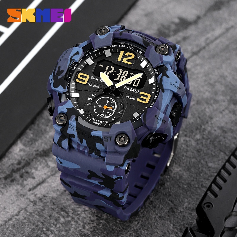 SKMEI 1965 Jam Tangan Pria Digital Analog Dual Time Sport Watch Anti Air 5 Bar WATCHKITE WKOS