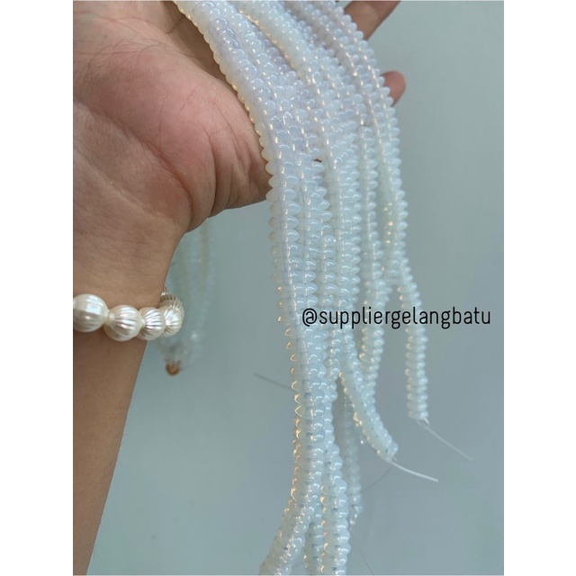 batu rondelle Stone Beads 3 x 8mm moonstone opalite pembatas tasbih