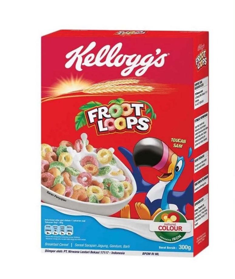 FROOT LOOPS Cereal 300 gram Kelloggs Sereal Ring Buah Fruit Loop Kelog Kellogg's