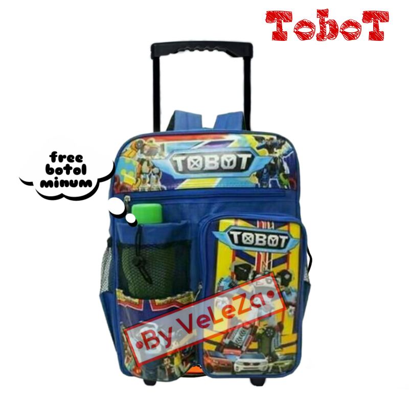 TAS TROLI RANSEL ANAK KARAKTER SUPERHERO GRATIS BOTOL MINUM - TAS RANSEL ANAK - TAS TROLI