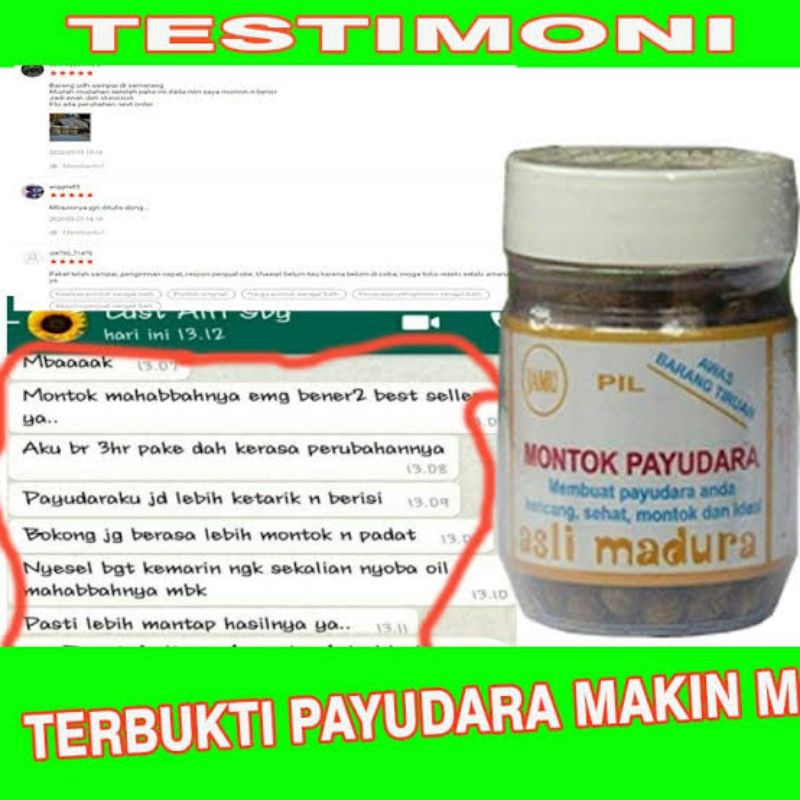 ‼️READY‼️JAMU MONTOK PAYUDARA / PIL MONTOK PAYUDARA / PEMBESAR PAYUDARA ASLI MADURA