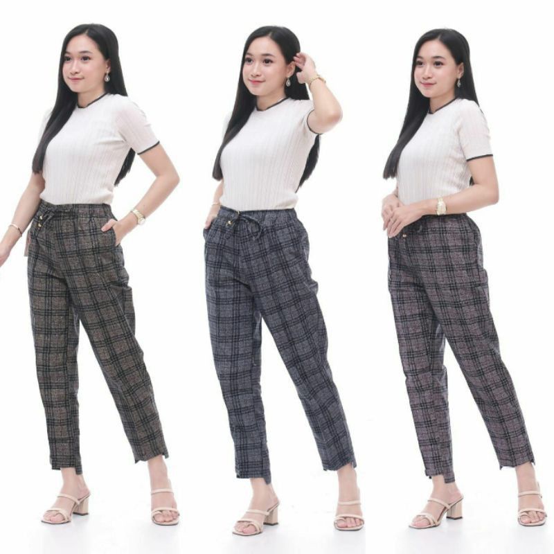 CELANA KOTAK WANITA L XL XXL / BAGGY PANTS KOTAK DENIM