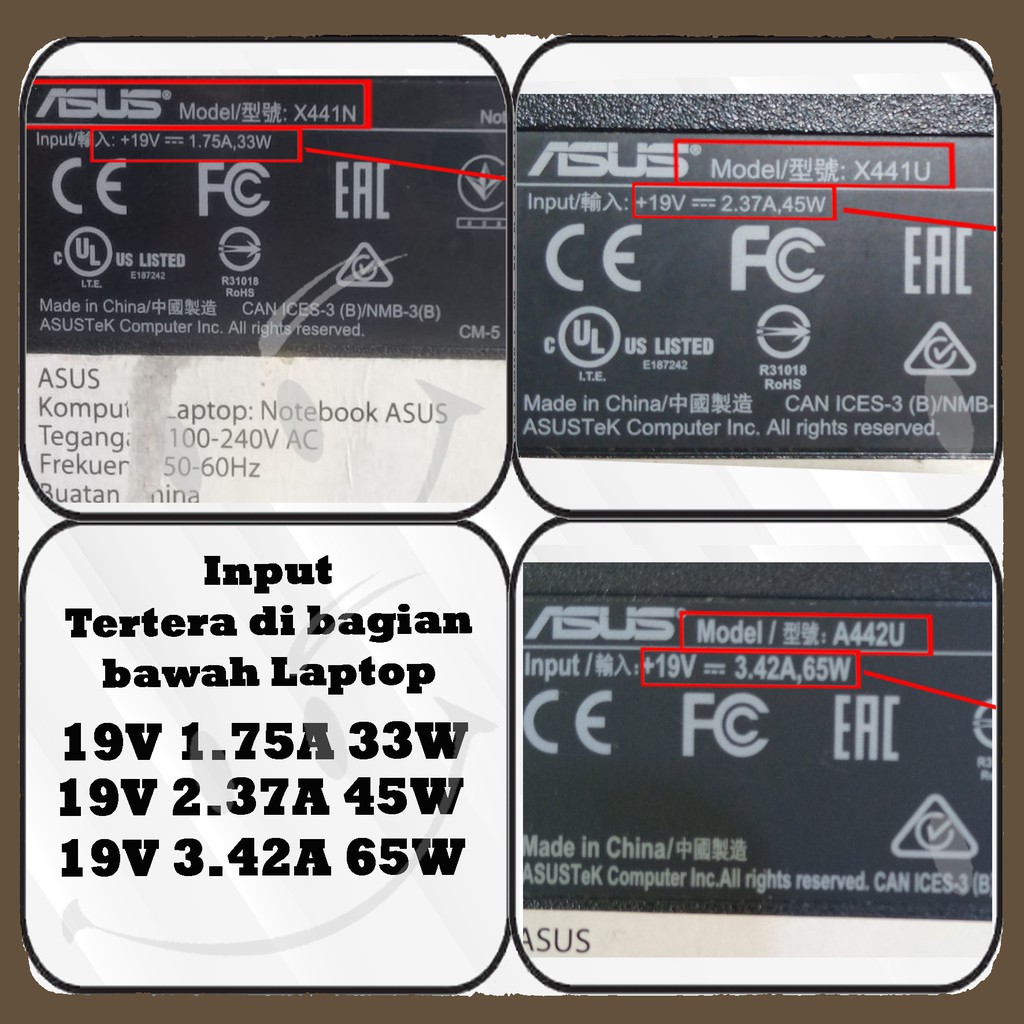 Charger Laptop Asus X453S X441S X441U X441M X441N X441B