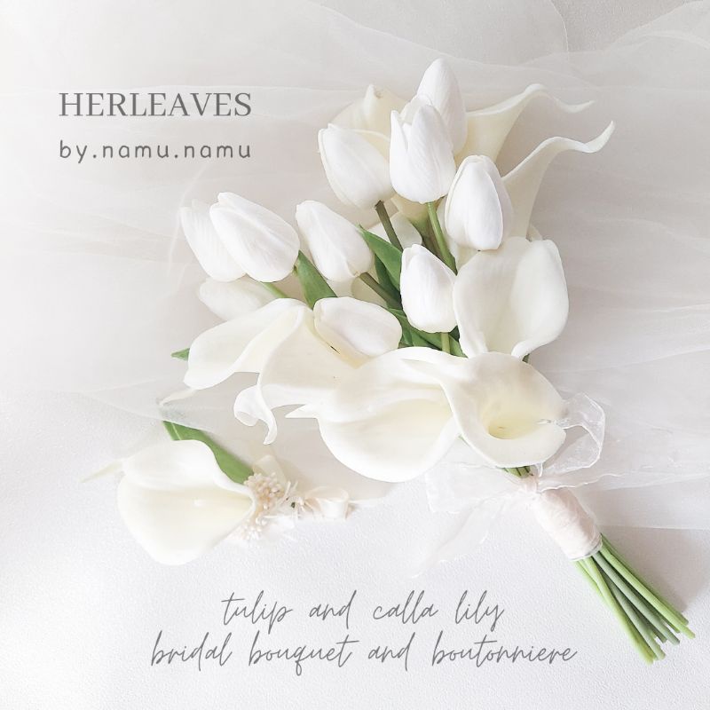 [by.namu.namu] Calla Lily Tulip Bridal Bouquet - Wedding Bouquet - Faux Bouquet - Buket Bunga Calla 