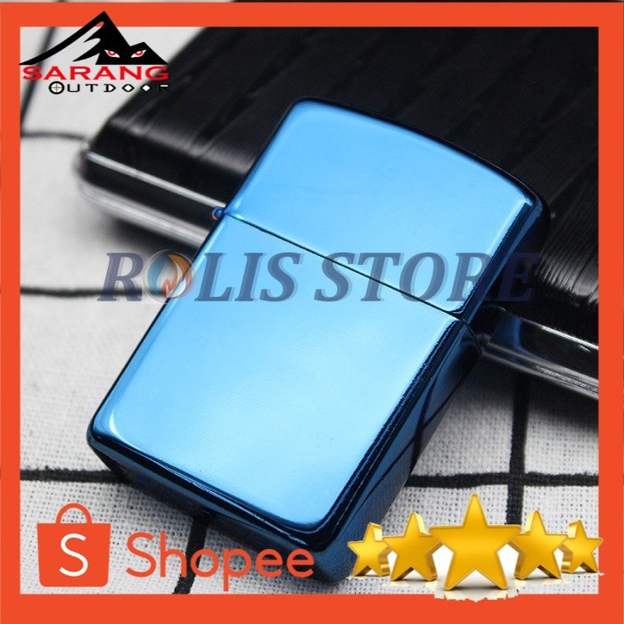 COD - ZIPPO POLOS BIRU KILAT BLUE MURAH 2 DENTING BONUS MINYAK