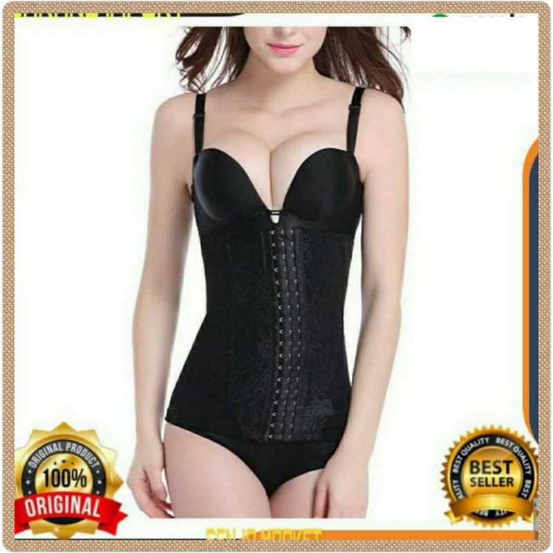 Rose Korset Pengait Hook Waist Trainer Body Pelangsing Perut Premium