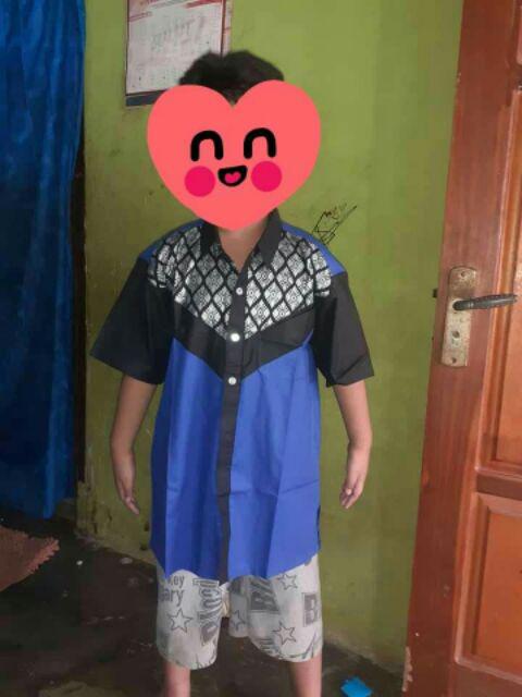 Kemeja Hem Batik Kombinasi Polos