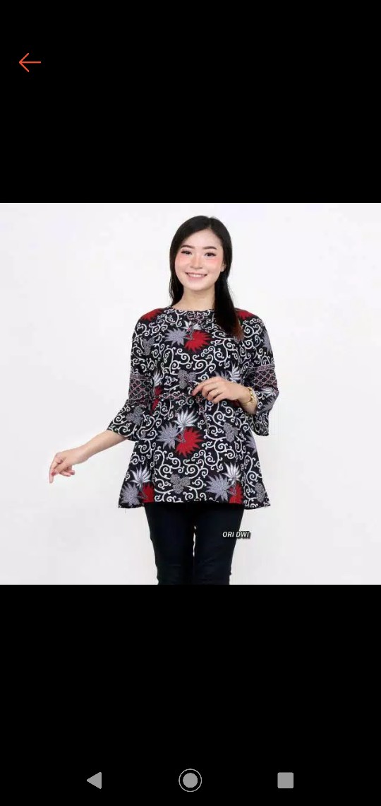 Atasan Batik Wanita Batik Kerja Batik Kantor Motif Kembang Langit Abu Abu