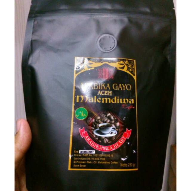 

Bubuk kopi arabika gayo malemdiwa (arabika pea beary)