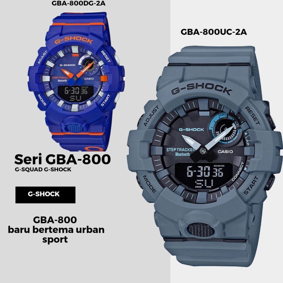 Diskon Jam Tangan Casio G-Shock C-SQUAD Tipe GBA-800 Baterai - GBA-800UC-2A Quartz Strap Rubber Jam 