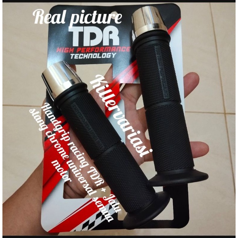 HANDGRIP HANDFAT TDR RACING + JALU STANG CHROME UNIVERSAL SEMUA MOTOR BEAT VARIO SCOOPY MIO MIO J SUPRA JUPITER VEGA VIXION SATRIA FU CB 150 R NINJA DLL