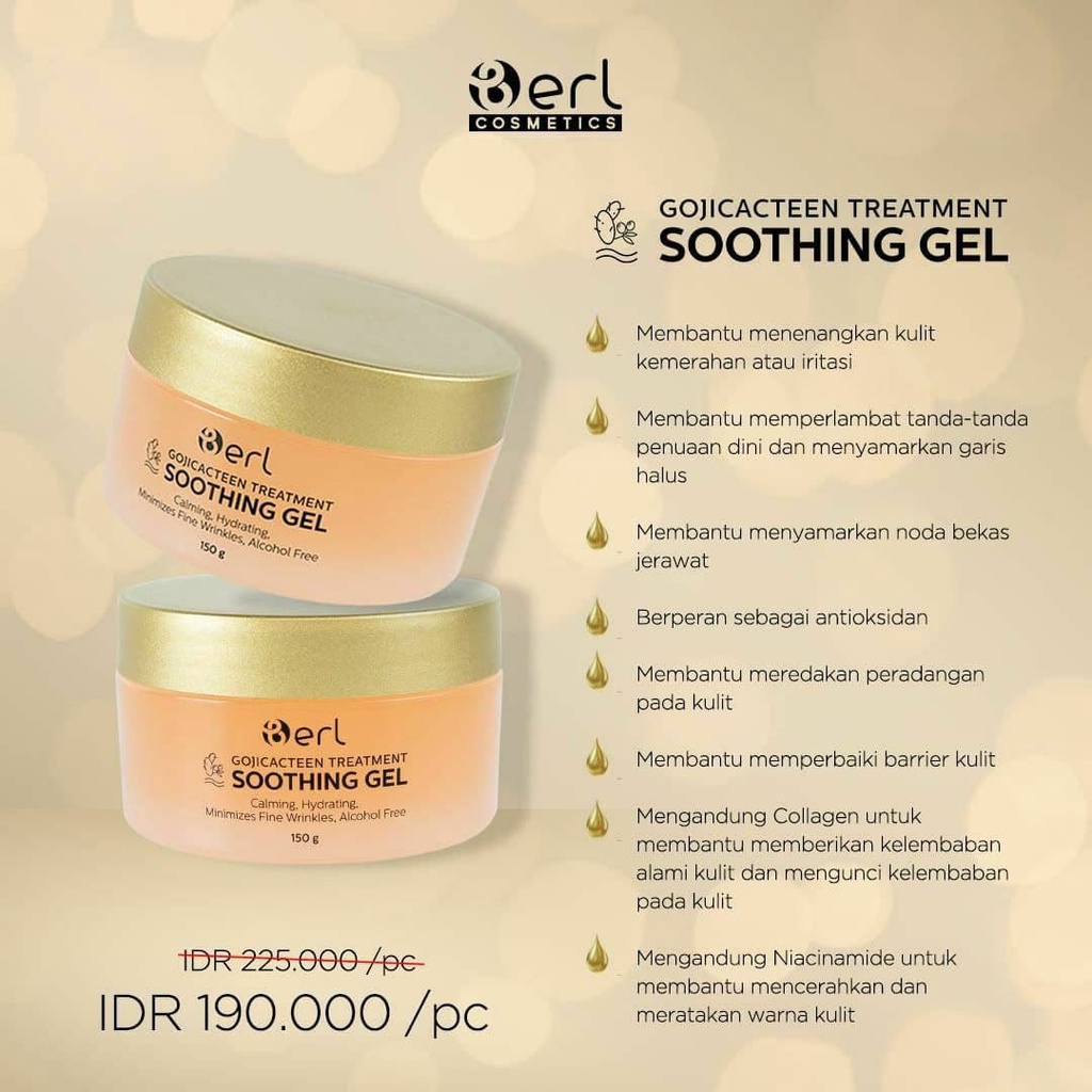 Soothing Gel Aloevera Gojiberry Masker Wajah Melembabkan Kulit Menenangkan Kulit Iritasi by B ERL