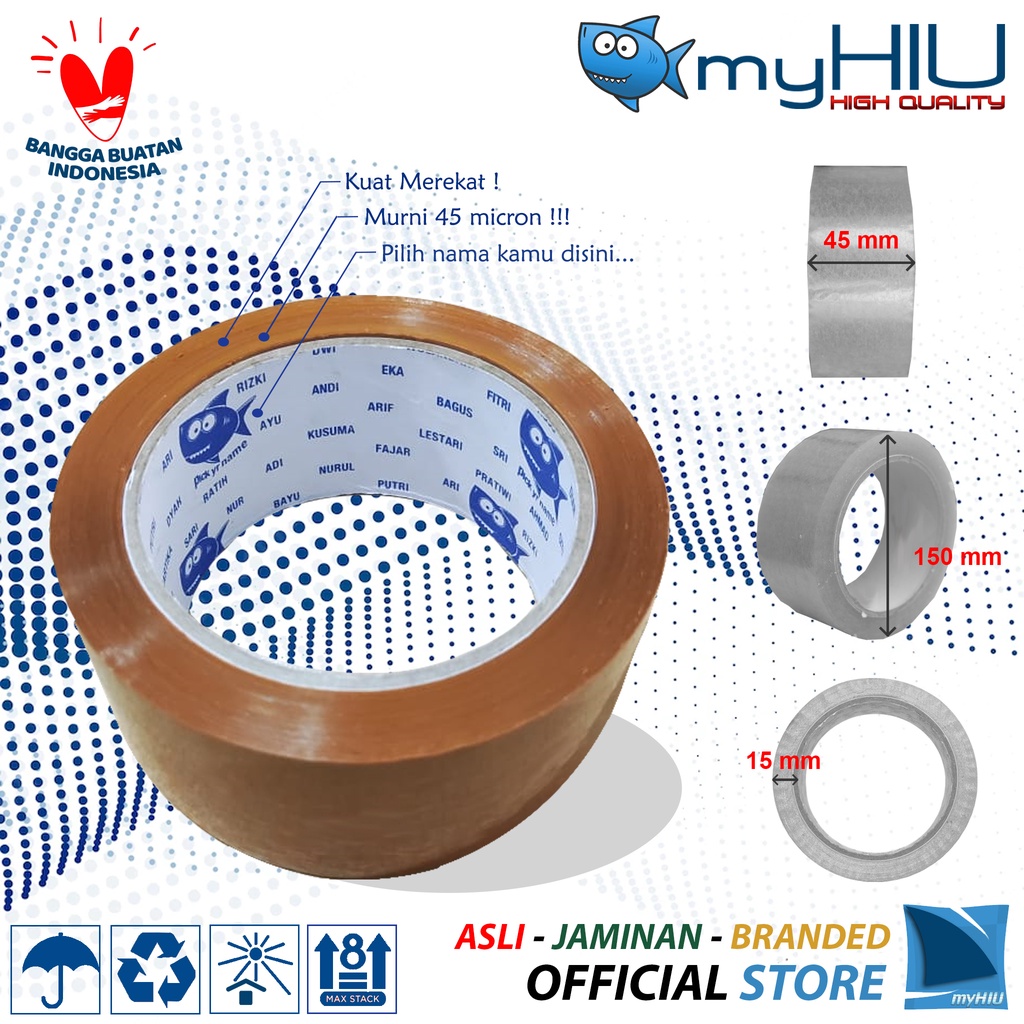 Lakban Selotip Isolasi 45 mm / 2 inch x 100 yard / 90 mtr COKELAT Transparan - Brown OPP  Masking Tape myHIU