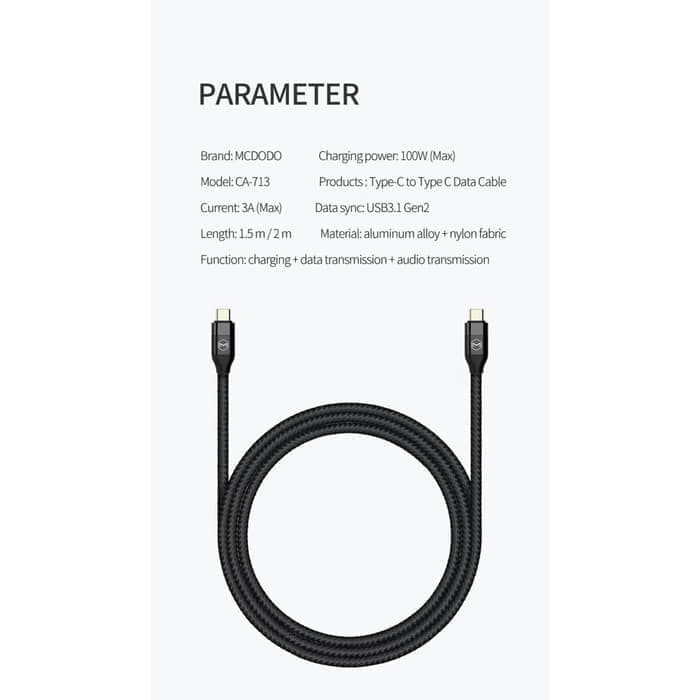 Mcdodo Type C to Type C Data Cable 100W PD 3.0 Charging