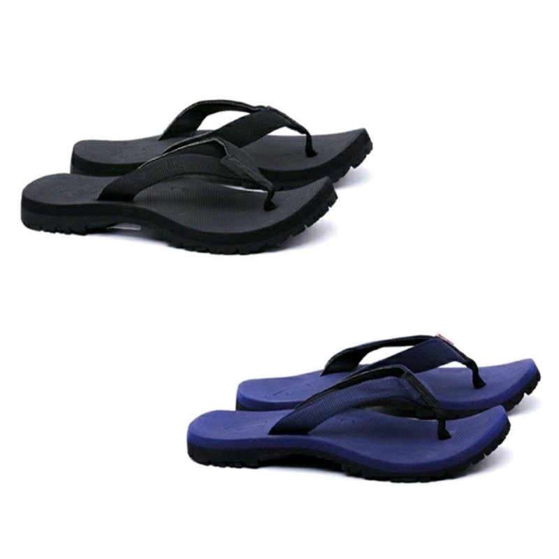 Sendal Jepit Gunung Pria / Hikking Sandal Rumahan Cowok Remaja / Sendal Empuk Hitam Biru, 44