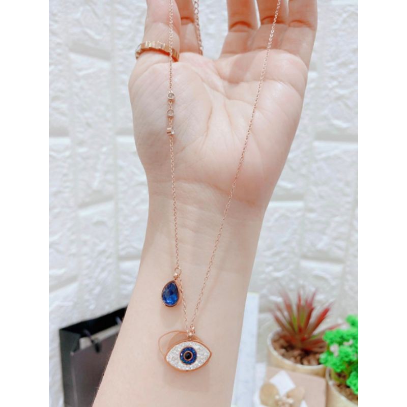 Kalung Titanium asli rosegold mata kilau Premium Quality Stainless steel import Tidak Karatan 9689