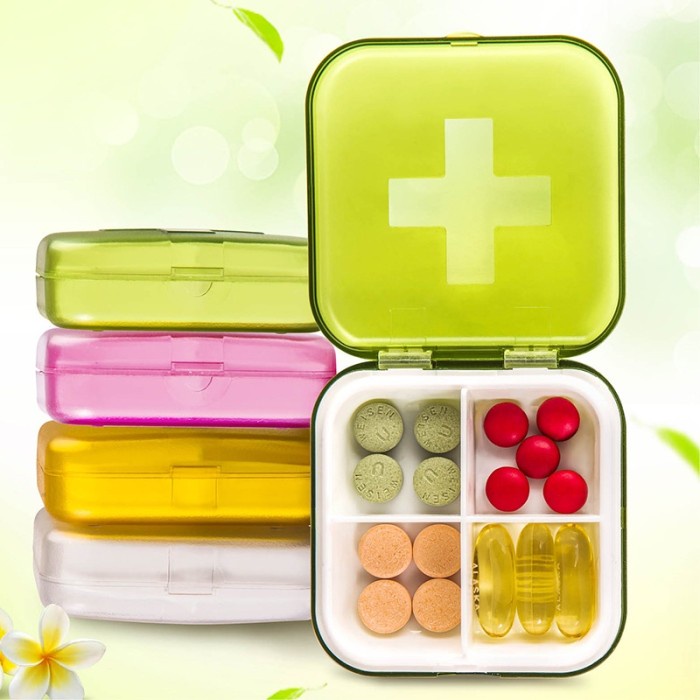 Kotak obat vitamin harian sekat - color transparant daily medicine box