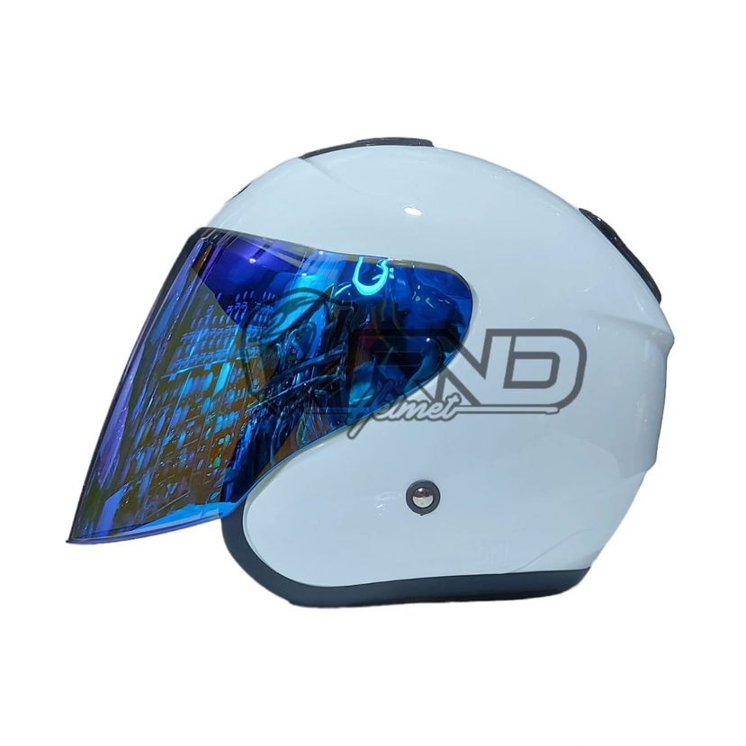 Helm KYOTO Putih Glossy Paket Ganteng Kaca Venom Merk DYR Osaka bukan KYT