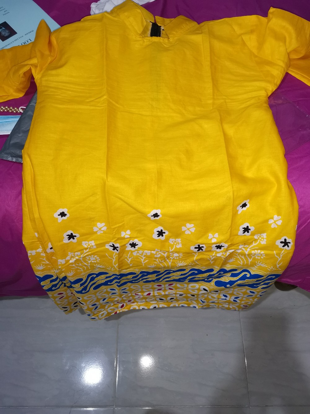 Batik Tunik Shibori Jumputan Terbaru Size S-3l / Hrb026 Yelbor Navbor / Biru Putih