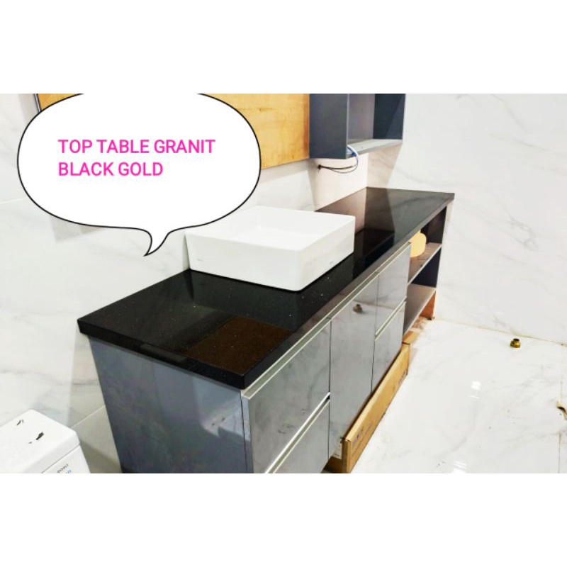 top table granit black gold / top kitchen set granit black gold