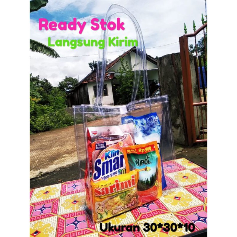 

30x30x10 Tas souvenir transparan PVC bahan tebal harga promo