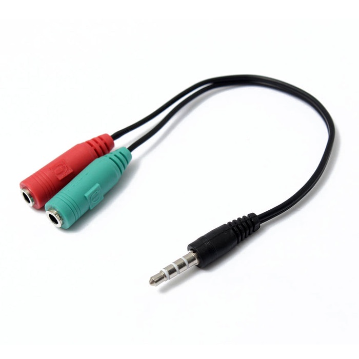 SPLITER SPLITTER HP Conector Converter Kabel Jack 3.5mm headset Male To 2 Female Mic dan Audio merah hijau