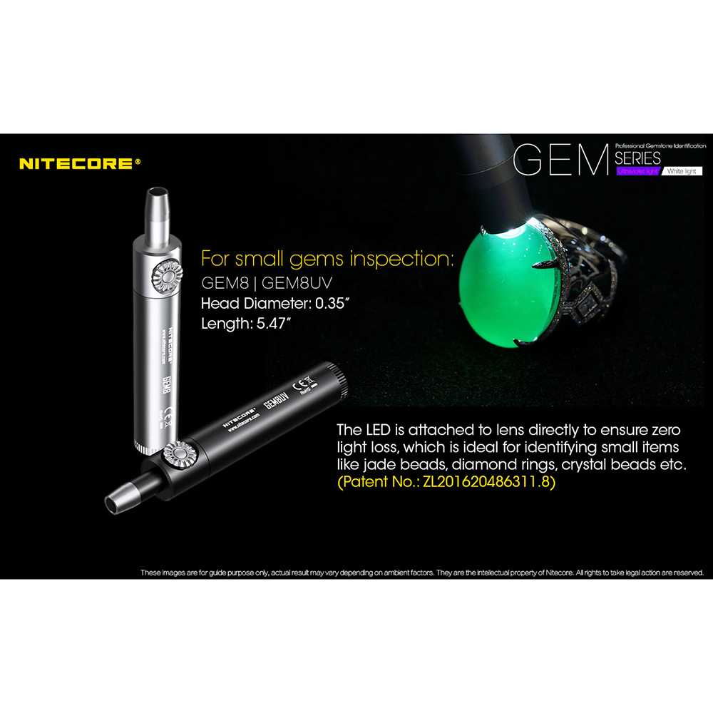 IDN TOOLS - Nitecore GEM8 Senter Indentifikasi Batu Mulia XP-L HI V3 500 Lumens