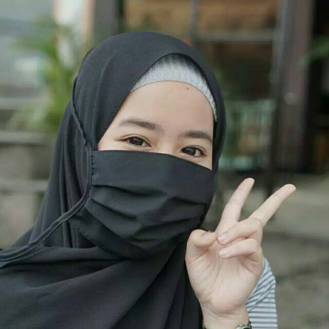 Masker Headloop Karet Masker Kain hijab Warna Hitam