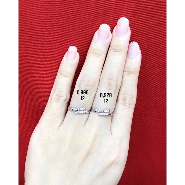 Cincin silang permata emas putih asli 8K