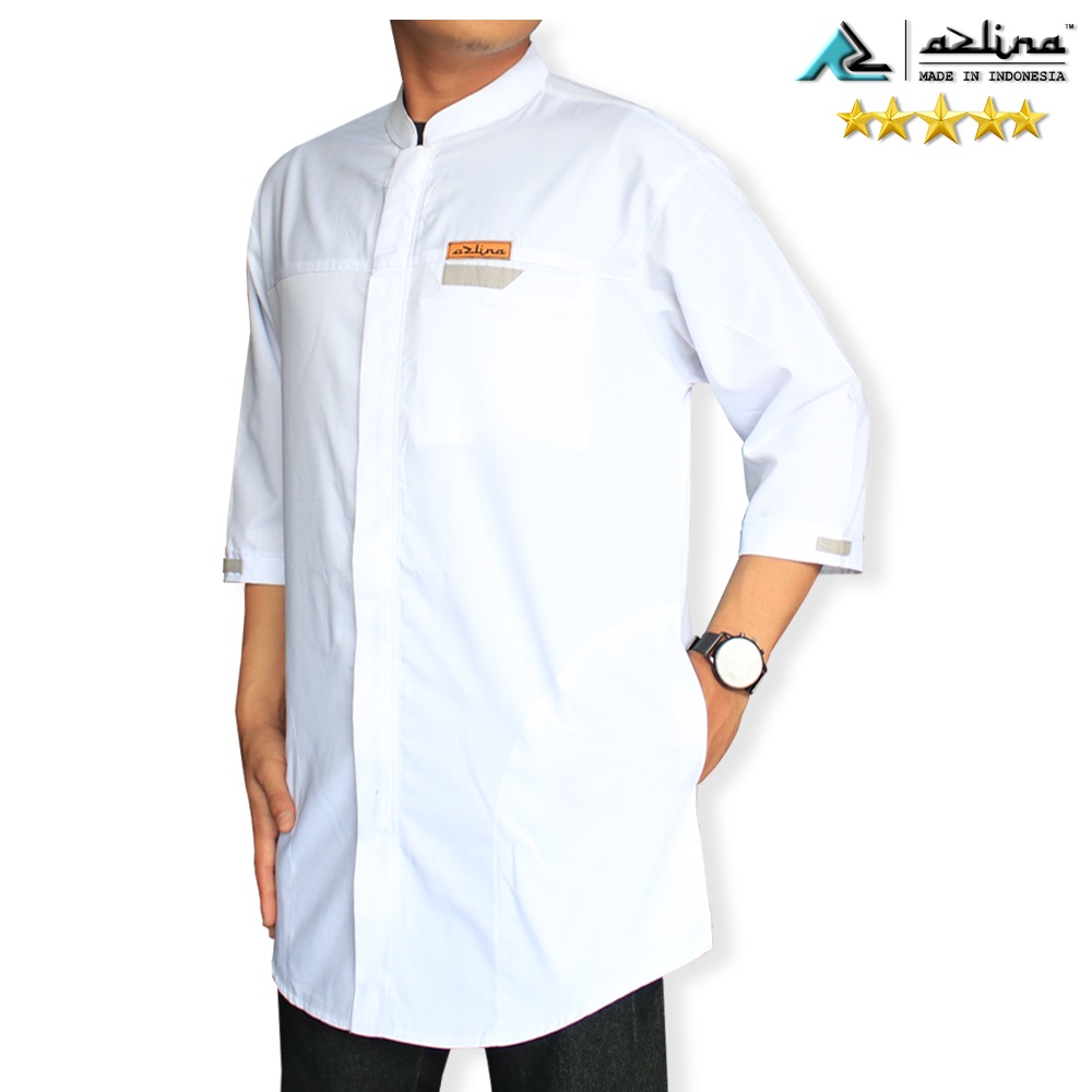 Koko Kurta Pria Bahan Katun Baju Muslim Terbaru Lengan 3/4 Koko Resleting Modern