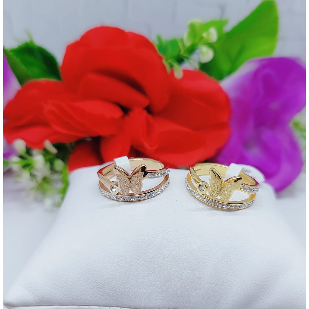 Titanium cincin kupu-kupu permata fashion jewellery 0242-0244