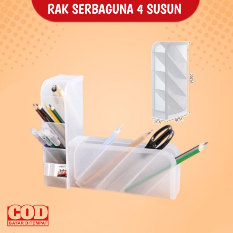 

Holder Rak Mini Pulpen 4 Tingkat Serbaguna Bahan Plastik