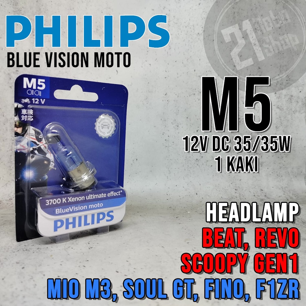 Bohlam Lampu Motor Philips M5 BlueVision 35W Mio Beat Scoopy F1ZR