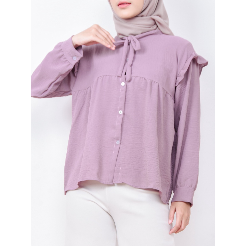 Kana Blouse - Blus Kemeja Rayon Crincle Polos