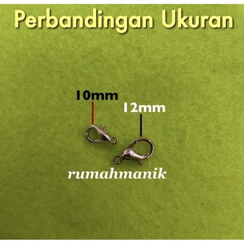 10mm/12mm/14mm/16mm Pengait Kalung Gelang Kokot Udang Lobster Capit Udang per 10pcs - BACA DESKRIPSI